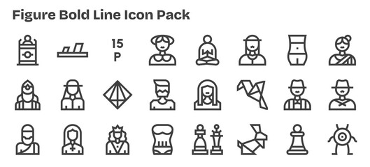 24 Icons for Figure in Bold Outline Format