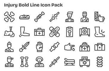 Injury - 28 Icons in Extra Bold Line Design
