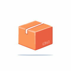 Obraz premium Isometric orange shipping box with white tape and symbol