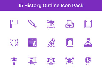 15 Outline Icons - History Graphics