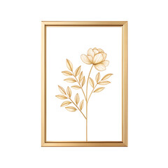 Elegant Gold Framed Line Art Floral Print:  Modern Minimalist Home Decor Wall Art.