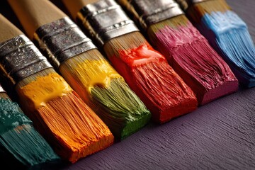 Colorful Paintbrushes & Art Supplies