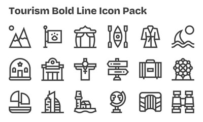 Tourism Visual Pack - 18 Bold Line Icons