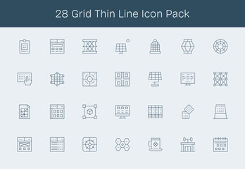 28 Thin Line Vectors for Grid Theme