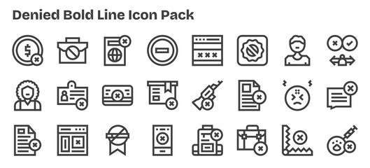 Bold Outline Icons - Denied Set with 24 Vectors