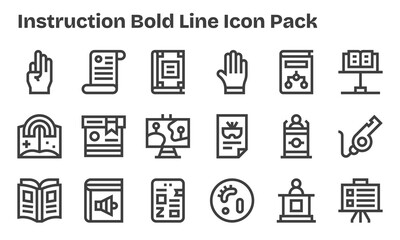 Bold Line Icons - Instruction Set with 18 Vectors