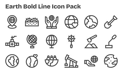 18 Bold Line Designs - Earth Vector Icons