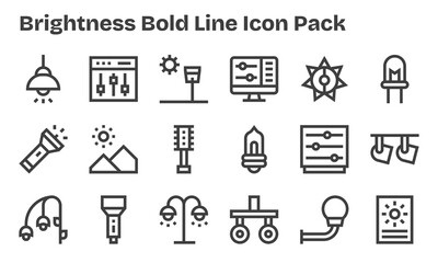 Brightness Vector Set - 18 Bold Line Icons