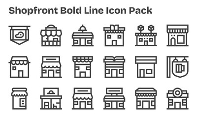 Shopfront - 18 Bold Line Vector Illustrations