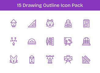 Drawing - 15 Outline Vector Illustrations