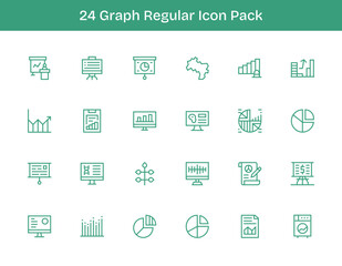 24 Regular Outline Designs - Graph Vector Icons