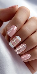 Pink Glitter Nail Art Design