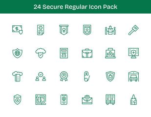 Secure Icon Collection - 24 Regular Outline Designs