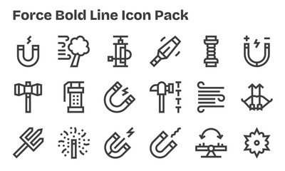 Force - 18 Bold Line Vector Illustrations