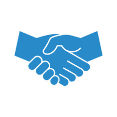 Blue handshake icon symbolizing agreement and partnership