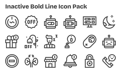 Inactive - 18 Icons in Bold Line Design
