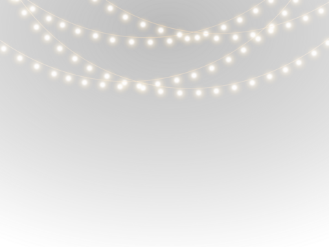 png festive light with gold garland ribbon glowing string lamp led border decoration holiday card background party design transparent vector winter celebration banner happy year