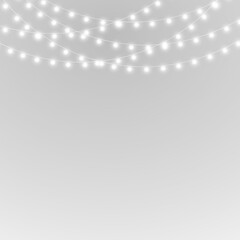 png holiday garland with glowing gold light ribbon string decorative border background festive banner card transparent vector winter celebration party lamp wire happy year