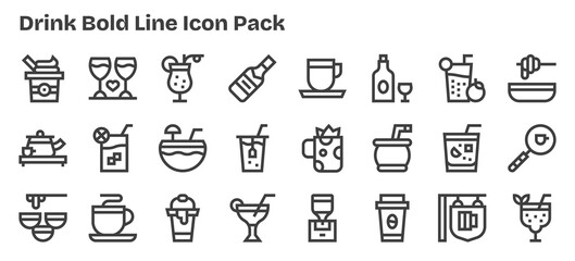 Drink - 24 Bold Outline Vector Illustrations