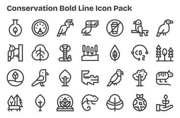 Fototapeta premium 28 Extra Bold Line Vectors for Conservation Theme