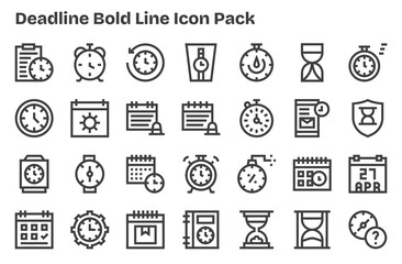Deadline Visual Pack - 28 Extra Bold Line Icons