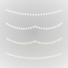 png glowing gold ribbon with festive garland light string lamp transparent background banner card holiday vector celebration winter birthday happy new year event decoration design