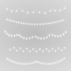 png festive garland with glowing gold ribbon light string lamp transparent vector background holiday celebration banner winter card decorative party new year birthday design