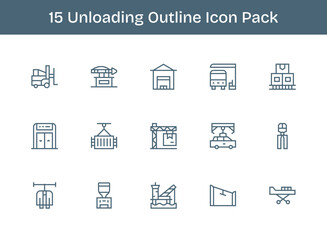 Outline Style Unloading Icons - 15 Vectors