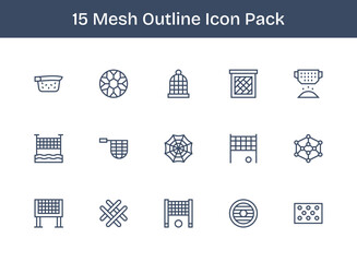 Mesh Design Icons - 15 in Outline Style
