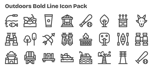 Outdoors Icon Set - 24 Bold Outline Graphics