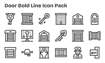 18 Icons for Door in Bold Line Format