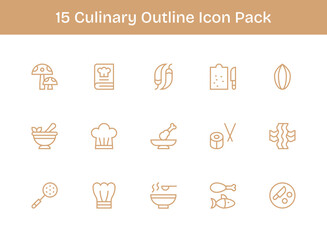 15 Icons for Culinary in Outline Format