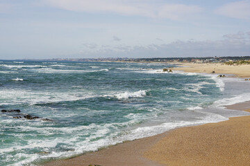 The beach view in Miramar, Porto, Portugal