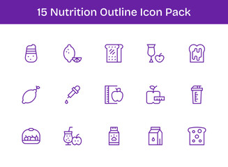 Outline Style Nutrition Icons - 15 Vectors
