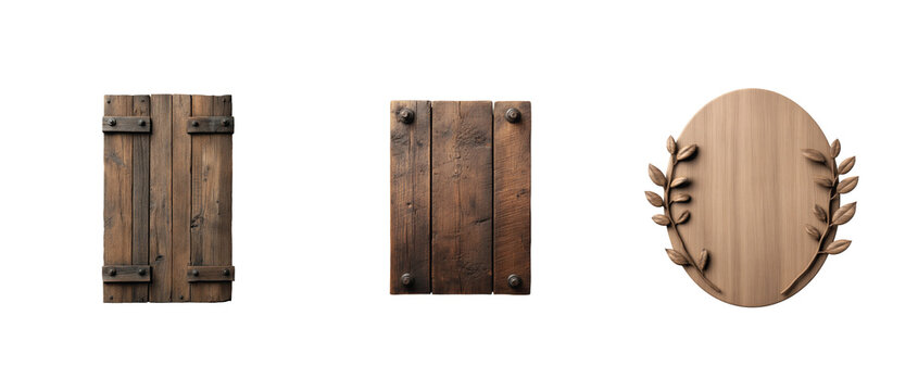 Rustic wooden panels and decorative plaque for home decor