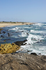 The beach view in Miramar, Porto, Portugal