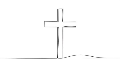 Simple line drawing cross religious symbol