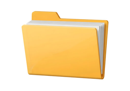 Yellow File Folder with Documents Cut Out PNG.
