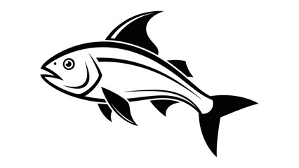 Monochromatic Fish Silhouette: A sleek, monochromatic illustration of a fish in motion, exuding a sense of elegance and aquatic grace.