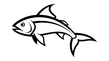 Underwater Silhouette: A striking monochrome illustration of a streamlined fish, artfully depicted against a minimalist backdrop, showcasing its sleek form and dynamic movement.