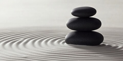 Zen stones balanced on sand (2)