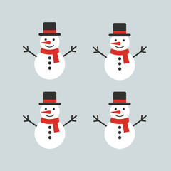 Happy Snowman in Red Scarf