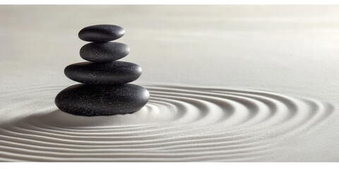 Zen stones balanced on sand (3)