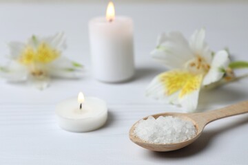 Spa treatments on a wooden table. Natural cosmetic products
