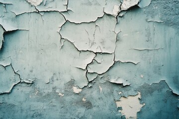 Obraz premium Cracked, light-blue painted wall