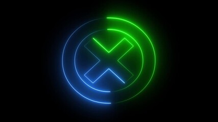 Wrong sign icon saber animation on wrong cross black screen background.
