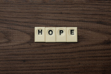 Plastic tiles forming the word 
