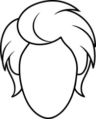 Swept Back Voluminous Hair Avatar Line Drawing