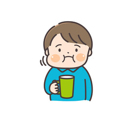 うがいをする男の子のイラスト