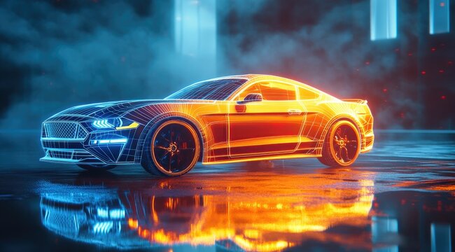 Cyberpunk sports car